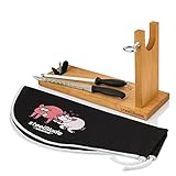Steelblade Schinkenabdeckung Kukuxumusu + Schinkenmesser und Chaira-Schinkenhalter ideal für Schinken und Paletten, Holz, Banqueta Pata Negra