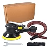 Industrieller Exzenterschleifer 125mm Druckluft mit Staubsammlung, Hochleistungs-Druckluftschleifer mit Klettverschluss, 12000 U/min, Multifunktionspolierer (Schwarz)