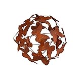 UNUS Gartendeko Rost Kugel Schmetterlinge, Gartenkugel Edelrost, Deko Metallkugel Rostoptik, Dekokugel (19 cm)