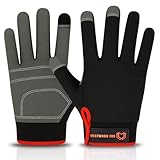 WESTWOOD FOX Leichte Arbeitshandschuhe, Herren Damen Multifunktionale Arbeitshandschuhe mit Handflächenschutz Gartenarbeit Bauarbeitshandschuhe Touchscreen Strapazierfähige (Schwarz, L)
