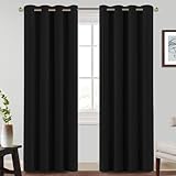 BellaHills 100% Verdunkelung Abdunkelnde Vorhänge Schlafzimmer Ösenvorhang 2er Set H 260 x B 140 cm Gardinen Schwarz Blickdicht Übergardinen mit Ösen Verdunkelungsvorhang Thermovorhang