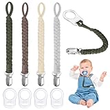Aolso Schnullerketten Baumwolle Schnullerketten, 4pcs Baby Schnullerkettenclips, Schnullerketten für Mädchen und Jungen, Schnuller，Geflochtene Schnullerkette