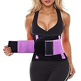 SIHOHAN Bauchweggürtel, Schwitzgürtel Fitness Gürtel, Verstellbarer Taille Trimmer Gürtel Fitnessgürtel, Waisttrainer Taillenformer, Bauchgürtel für Herren und Damen（Violett, M）