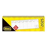 Idena 11159 - Tischkalender 2025 quer im Format 29,8 x 10,5 cm, 1 Woche auf 1 Seite, Schreibtischkalender mit Jahresübersicht und Spiralbindung