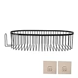 Cabilock 1Stk Lagerregal Tür Seifenhalter für Waschbecken Hardware Schalter Duschregale Bad ablagekörbe kühlkorb einkaufskorb Hängenden Rack stanzfreies Küchenregal Rostfreier Stahl Black