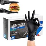 Einweghandschuhe aus Nitril, schwarz, Latex-frei, Einweghandschuhe aus Nitril | Untersuchungshandschuhe aus Nitril, 100 x schwarze Nitrilhandschuhe für Lebensmittel