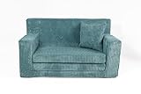 FORTISLINE - Kindersofa ausklappbar 83x47x43cm Oeko-TEX - Spielesofa für Kinder 2in1 - Kindercouch Aufklappen Bettfunktion - Schlafcouch aus Schaumstoff - Kuschel-Cord - Viele Muster (Blau)