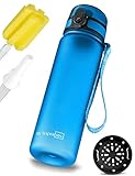 My Vesperbox – Minny - Kinder Trinkflasche auslaufsicher – 500ml – mit Strohhalm oder Sieb - leichte Tritan Wasserflasche - BPA frei - für Kindergarten, Schule (Blau 500ml)