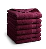 DoubleDry Premium Handtücher Set - 6 Stück 50 X 100 cm Baumwolle - 500 g/m² - Weich & Saugstark - Handtuch Badetuch badehandtücher für Bad und Dusche (Bordeaux Rot)