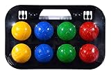 Simba 107401391 - Boccia Spiel Tragekorb, 8 Kugeln 7x8cm, 2 Zielkugeln, grün , gelb , blau , rot