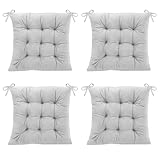 Wapasezyar 4er Set Stuhlkissen, 40x40cm Sitzkissen mit Bändern, Sitzpolster Stuhl Sitzkissen Gefüllt mit Bindebänder, Esszimmerstuhl Sitzauflage Stuhl (Grau)