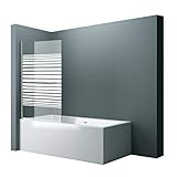doporro 90x140 cm Design-Duschwand für Badewanne Badewannenaufsatz Duschabtrennung 6mm ESG-Sicherheitsglas teilsatiniert inkl. NANO-Beschichtung Badewannenfaltwand