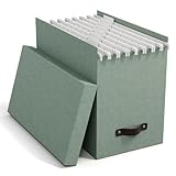 BIGSO JOHAN Hängeregisterbox A4 – Hängemappenbox mit Deckel und Griff – Schreibtischablage für Hängemappen & Dokumente – Aufbewahrungsbox aus recycelter Faserplatte und Papier – mintgrün