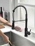 TIMACO Infrarot Sensor Wasserhahn Küche Schwarz Mit Ausziehbare Brause Küchenarmatur 360° Schwenkbar Mischbatterien für Küche Armatur Einhandmischer für Küchen Spiralfederarmatur Spültischarmatur