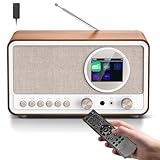 DAB DAB+ / FM Radio mit Fernbedienung, Bluetooth, 5W HiFi Lautsprecher, Kopfhöreranschluss, USB, AUX, DAB Plus Digitalradio Netzstecker, Küchenradio mit 60 Senderspeichern, Doppelwecker, Sleep-Timer