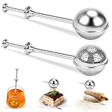 Teezange 2 Stück Teesieb für Losen Tee - Teaballs mit Teleskopgriff, Teeei 304 Edelstahl, Teezange, Tee Sieb, Tea Infuser, Edelstahl-Mehlsieb-Staubwedel - Zucker, Mehl, Gewürze
