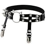 VALICLUD Schwarzer Garter Gürtel Für Damen Punk Gothic Stil Mit Nieten Handgemacht Verstellbar Für Streetdance Und Partys Beinschmuck Für Individuelle Looks