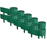 Floranica 20 m Rasenkante Flexibler Holzzaun 10 St. 2 m x 10 cm Grün Steckzaun aus Kiefernholz Beeteinfassung Teichzaun Rollboard 10 tlg Erweiterbares Zaunset für Garten