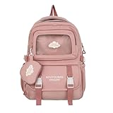 Morain Rucksack mit großer Kapazität, Reiserucksack, transparenter Rucksack, Schüler-Schulrucksack, lässiger Tagesrucksack, hübscher Rucksack, rose, 9.36x8.1622in