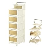 Schlanker Rollturm mit transparenten Schubladen, tragbarer Nizer-Wagen für Badezimmer, Schlafzimmer, Büro und Hauswirtschaftsraum, platzsparender Kunststoffschrank mit Griff und Rädern