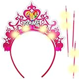 LED - Licht - Haarreif / Diadem - Krone - Disney Princess - Prinzessin - inkl. Name - Knicklicht Tiara Leuchtend - für Mädchen - Kinder Kindergeburtstag Party..