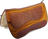 Jeereal Western-Sattelunterlage aus Wollmischgewebe, stoßdämpfend, Fleece-Unterseite, Innenseite aus Wollfilz, Oberfläche Wildleder, geprägtes Leder, 76,2 x 81,3 cm