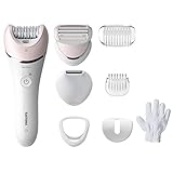 Philips 8000 Series Nass- und Trockenepilierer BRE721/00, 8 Aufsätze, 32 Pinzetten, kabelloser Betrieb, 2 Geschwindigkeitsstufen, Opti-Light, Keramikscheiben, Silber