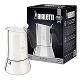 Bialetti - New Venus Induction, Edelstahl Herd Espresso-Kaffeemaschine, Geeignet für Alle Herdarten, 10 Tassen (460ml), Aluminium, Silber