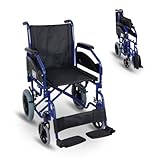 Mobiclinic®, Faltbarer Rollstuhl, Maestranza, Feststellbremsen, 45 cm Sitzhöhe, Abnehmbare Fußstützen, Abklappbare und gepolsterte Armlehnen, Kleine Räder, Robust, Farbe Schwarz