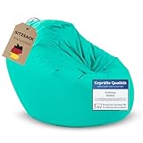 BuBiBag 2in1 Sitzsack Sitzkissen mit Füllung, Small Ø: 85 cm, Türkis, Indoor & Outdoor Beanbag, Geeignet für Kinder Innen- & Außenbereich Kinderzimmer, Wasser- & Schmutzabweisend Wetterfest