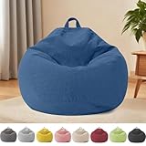 YushengTai Sitzsack Kinder, Erwachsene, Sitzsack Bezug Ohne Füllung, mit Reißverschluss, für Erwachsene und Kinder, 100 x 120 cm Sitzsackstuhl für Schlafzimmer, Büro, Wohnzimmer, Terrasse (Blau)