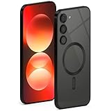 ONEFLOW Aura Case für Samsung Galaxy S23 Hülle kompatibel mit MagSafe, Handyhülle mit Kameraschutz, Schutzhülle für induktives kabelloses Laden, Silikonhülle Durchsichtig, Schwarz