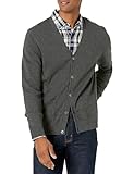 Amazon Essentials Herren Strickjacke aus Baumwolle, Dunkelgrau Meliert, XL