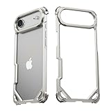 NIFBANG für iPhone Air Hülle,Aluminium Metall Dünn Slim No Back Handyhülle Kompatibel mit MagSafe,4 Ecken-Airbag Stoßfeste Schutzhülle, Rahmenlose Bumper Case für iPhone 17 Air Cover(Silber)