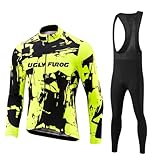 UGLY FROG Herren Thermische Fleece Winter Fahrradbekleidung Radsportanzüge Fahrradtrikot mit Thermofleecefutter Fahrradhose mit Sitzpolster + 20D Gel