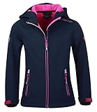 Trollkids Mädchen Softshell Jacke Trollfjord, Marineblau/Magenta, Größe 152