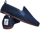 FunkyFashion Unisex Damen Herren Damen Javer Flossy Espadrilles Plimsoll Flache Schuhe Pumps, Tejano Denim, 45 EU