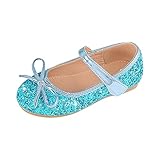Kinder Mädchen Hochzeit Schuhe Blume Kind Schuhe Pailletten Glitzer Schleife Mädchen Schuhe Mädchen Größe 35 Flip Flops, blau, 1.5 UK 3X-Narrow