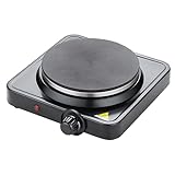 Retoo Elektrische Kochplatte für Küche oder Camping, Einzelkochplatte, Kochfeld für Büro, kleine Herdplatte, Temperatureinstellung, Mobile Campingkocher, Stove, 1000W Schwarz