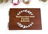 Personalisiertes Weihnachts-Fotoalbum 2024 – Holzerinnerungsbuch für die Familie – Individuelles Weihnachtsgeschenk für Familie 'name'