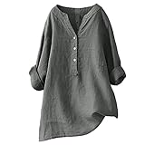Damen-T-Shirts, Bluse, Tops, Stehkragen, langes, lässiges Damenhemd, Blusenshirt für Damen, grau, 5XL