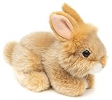 Uni-Toys - Angorakaninchen beige, liegend - 18 cm (Länge) - Plüsch-Hase, Kaninchen - Plüschtier, Kuscheltier