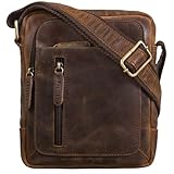 STILORD 'Jamie' Herren Ledertasche - Perfekt für Reisen & Alltag - Kleine Vintage Messenger Bag für 9.7 Zoll iPad - Moderne Schultertasche für Männer Echtleder, Farbe:zamora - braun