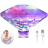 Caxmtu Schwimmende Pool Led Wanne Lichter Lampe Whirlpool Lichter Wiederaufladbare Poolbeleuchtung für Bad Disco Teich Kind Bad Spielzeug, 7 Modi