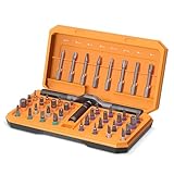 LOFICOPER Ratschen-Schraubendreher-Set, magnetisches Schraubendreher-Set mit drehbarem Ratschengriff, 42-in-1-Reparatur-Set mit 40 Bits, Aufbewahrungskoffer, für Möbel, Elektronik, Fahrrad