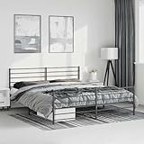 Rantry Bettgestell mit Kopfteil Fußteil Metallbett Bettrahmen Bettgestell Doppelbett/Einzelbett Gästebett Jugendbett für Schlafzimmer Gästezimmer Metall Schwarz 183x213 cm