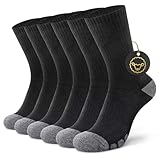 YouShow 50% Merino Wandersocken Herren Damen 3 Paar Thermo Outdoor Trekking Socken mit Cushioned Anti-Blasen Warme Wintersocken Schwarz 43-46