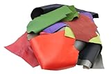Langlauf Schuhbedarf 1KG Lederreste - Bunte Lederstücke - Ausschnitte aus echtem Leder in zufälligen Größen und klassischen Farben - Lederreste Stücke mit verschiedenen Formen Verschiedene Stücke
