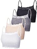 Geyoga 4 Stück Spitzen Bra Top Bralette Sport für Damen(XXL,Schwarz, Weiß, Beige, Grau)