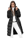 OZONEE Damen Mantel Wintermantel Winterjacke Jacke Parka Übergangsjacke Coat Wärmemantel Wärmejacke Winter Herbst Lang Warm Stehkragen Outdoor Gepolstert 777/7902K/392 SCHWARZ L